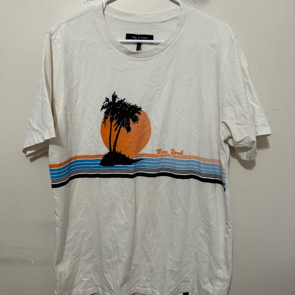 RAG & BONE ‘griffin' Vacation Print Oversized Silk T-shirt Women’s Size Large